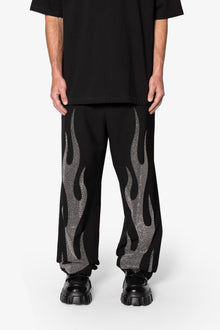 Ultra Baggy Flame Crystal Pants | Black