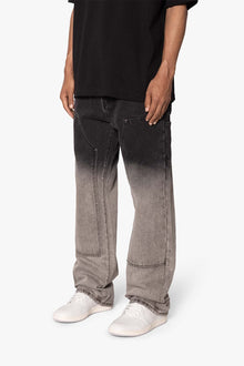 Ultra Baggy Gradient Double Knee Denim | Black x Grey
