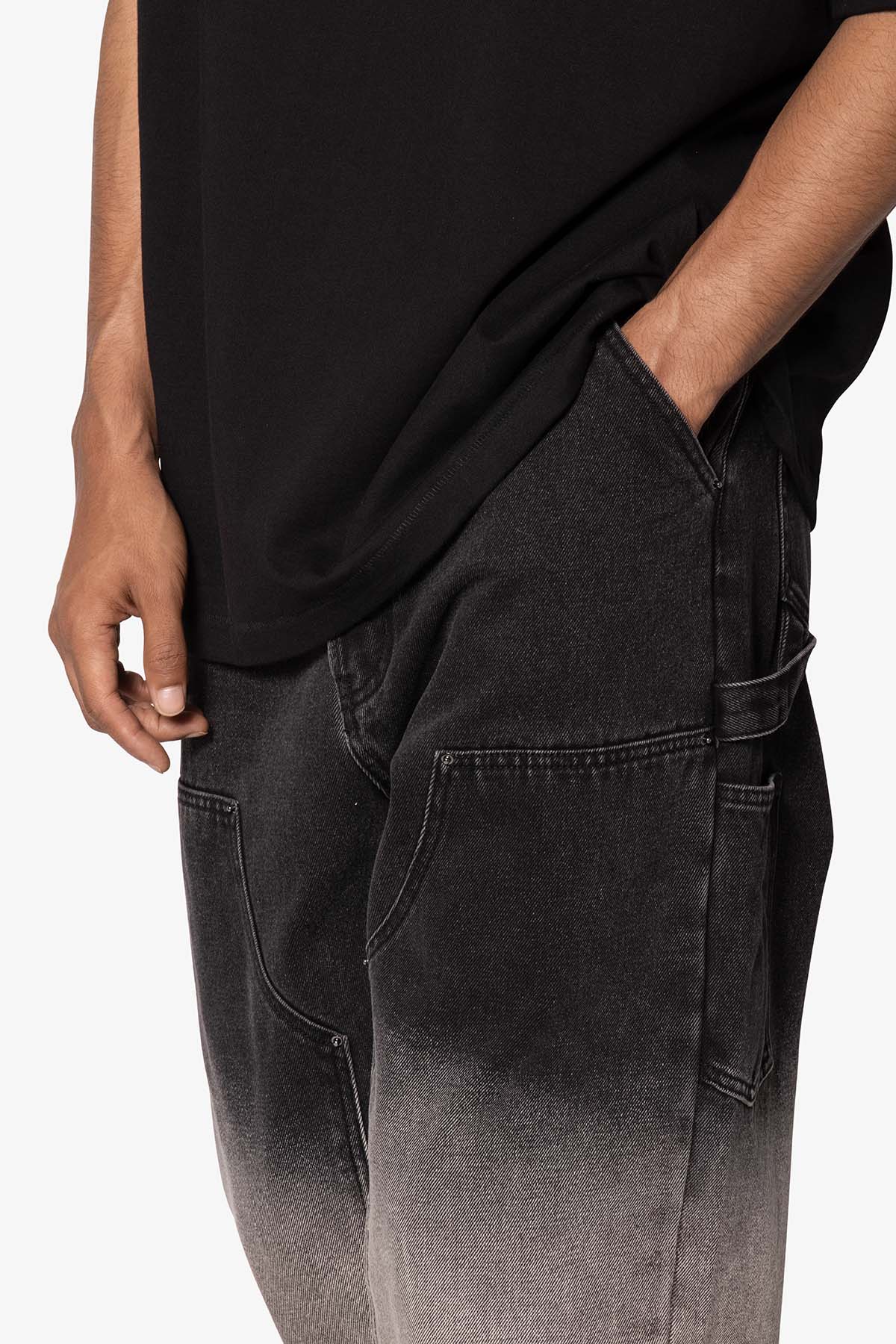 Ultra Baggy Gradient Double Knee Denim | Black x Grey