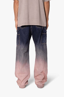 Ultra Baggy Gradient Double Knee Denim | Blue x Pink