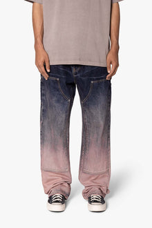 Ultra Baggy Gradient Double Knee Denim | Blue x Pink