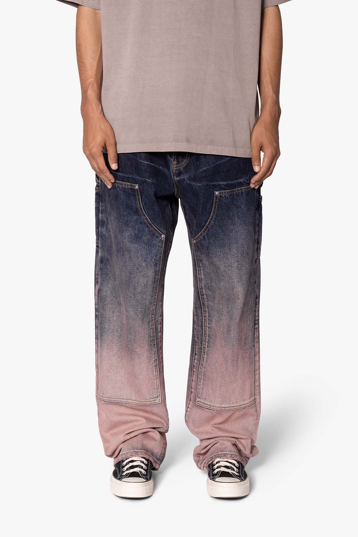 Ultra Baggy Gradient Double Knee Denim | Blue x Pink