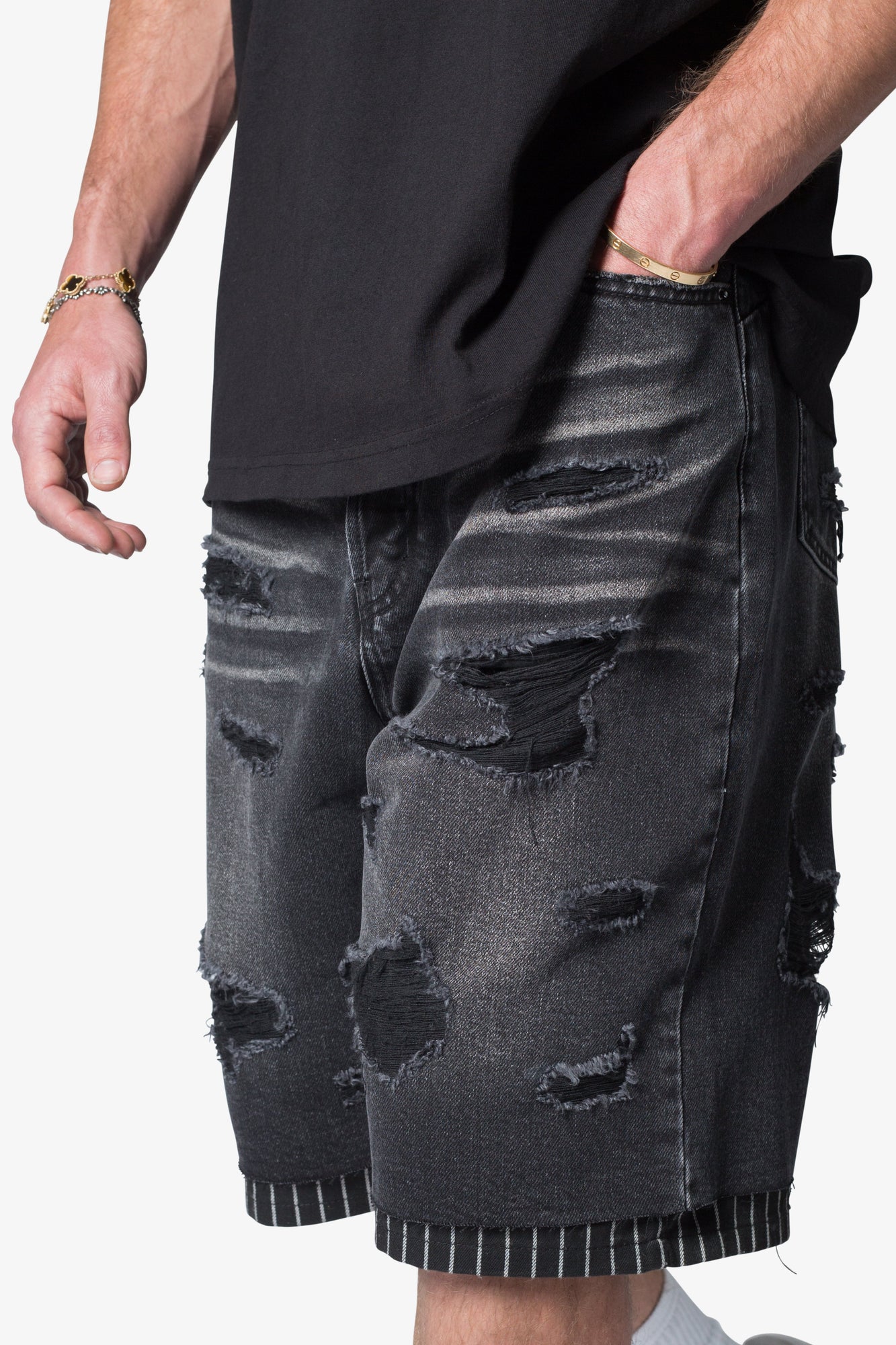 Ultra Baggy Lined Denim Shorts | Washed Black