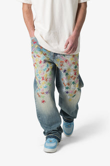 Ultra Baggy Multi Asterisk Denim | Blue x Multi