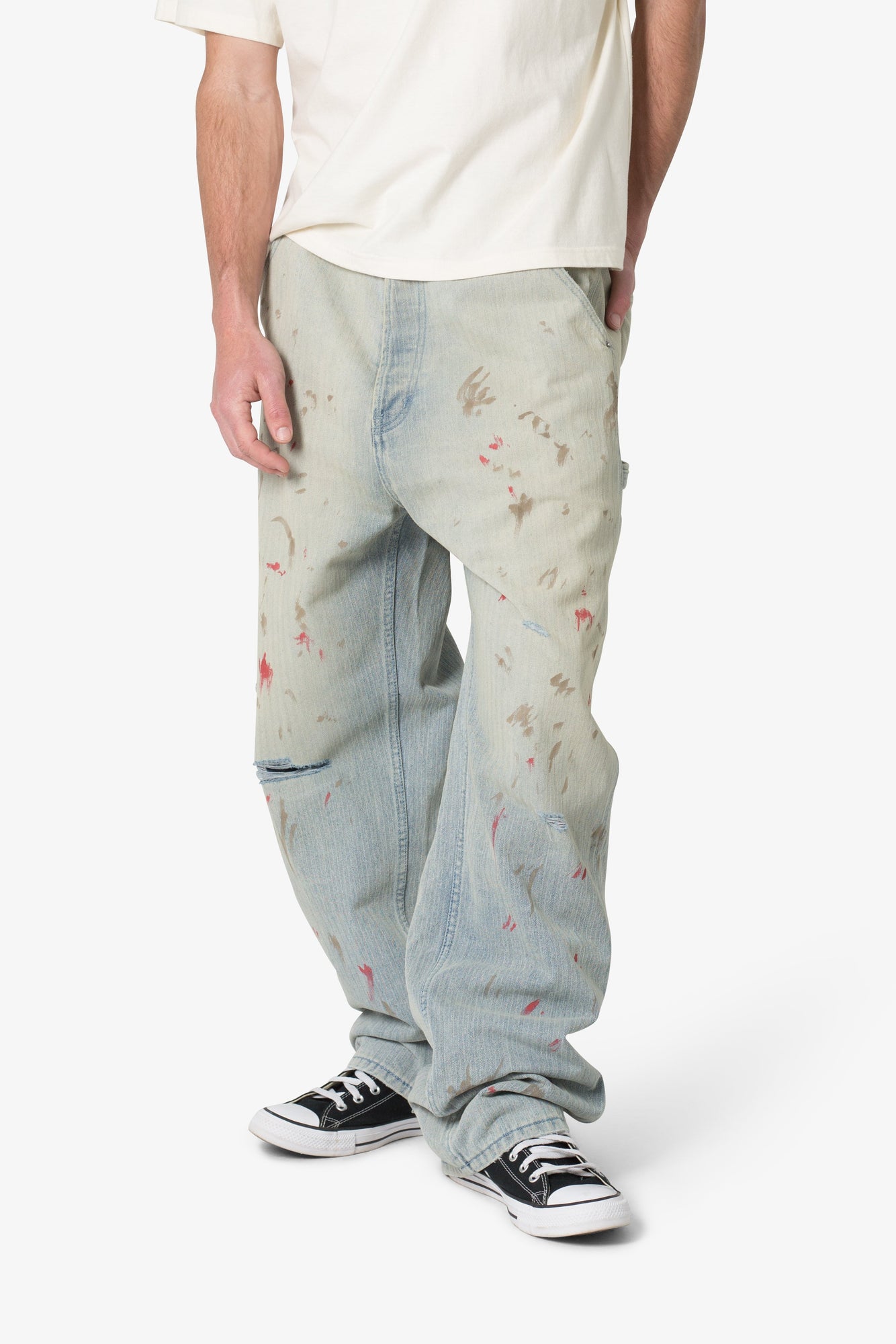 Ultra Baggy Painted Work Denim | Vintage Blue