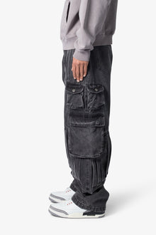 Ultra Baggy Pleated Denim | Washed Black