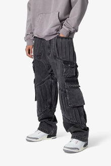 Ultra Baggy Pleated Denim | Washed Black