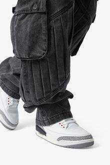 Ultra Baggy Pleated Denim | Washed Black