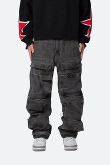 Ultra Baggy Spray Cargo Denim | Black