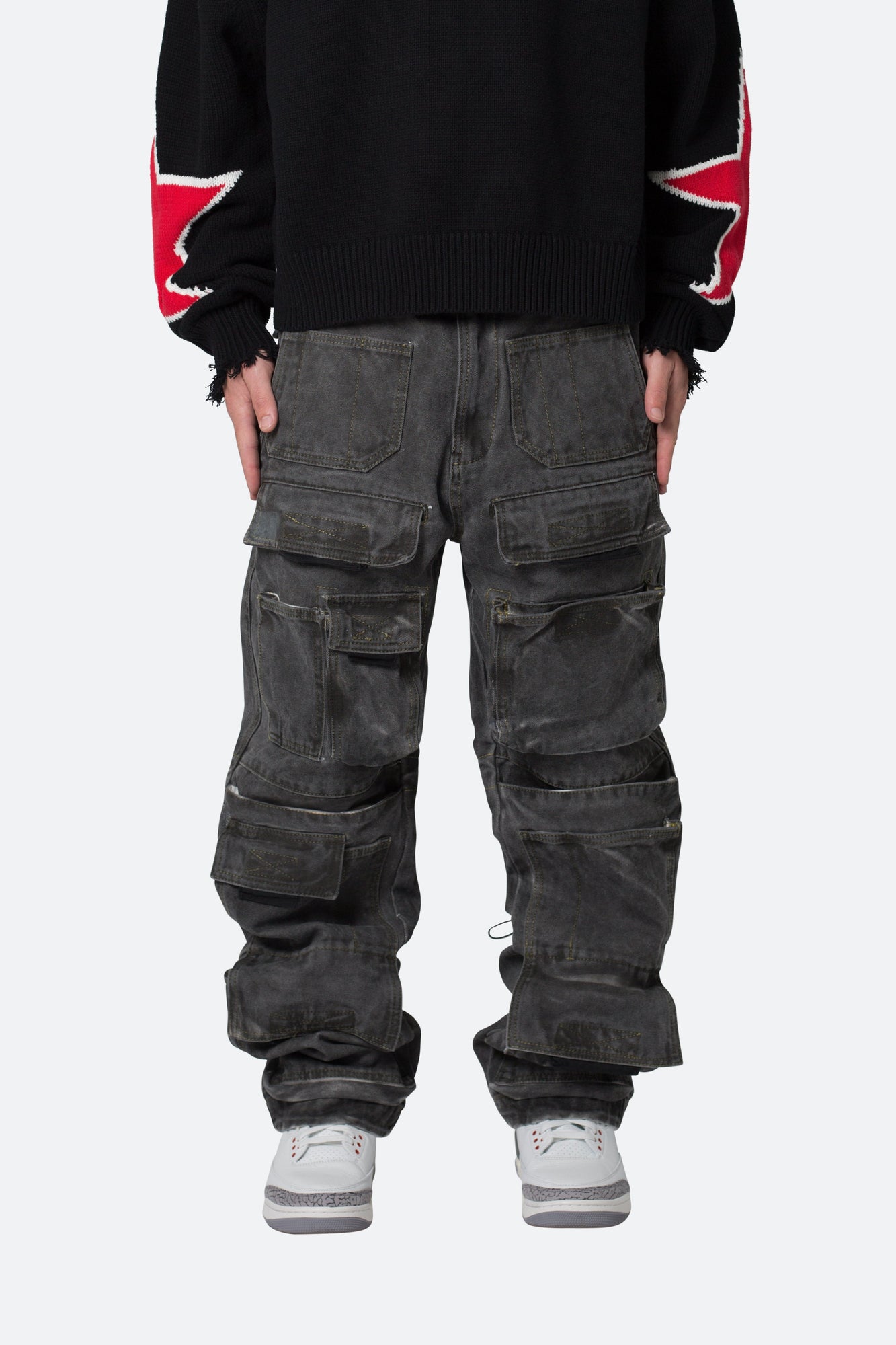 Ultra Baggy Spray Cargo Denim | Black