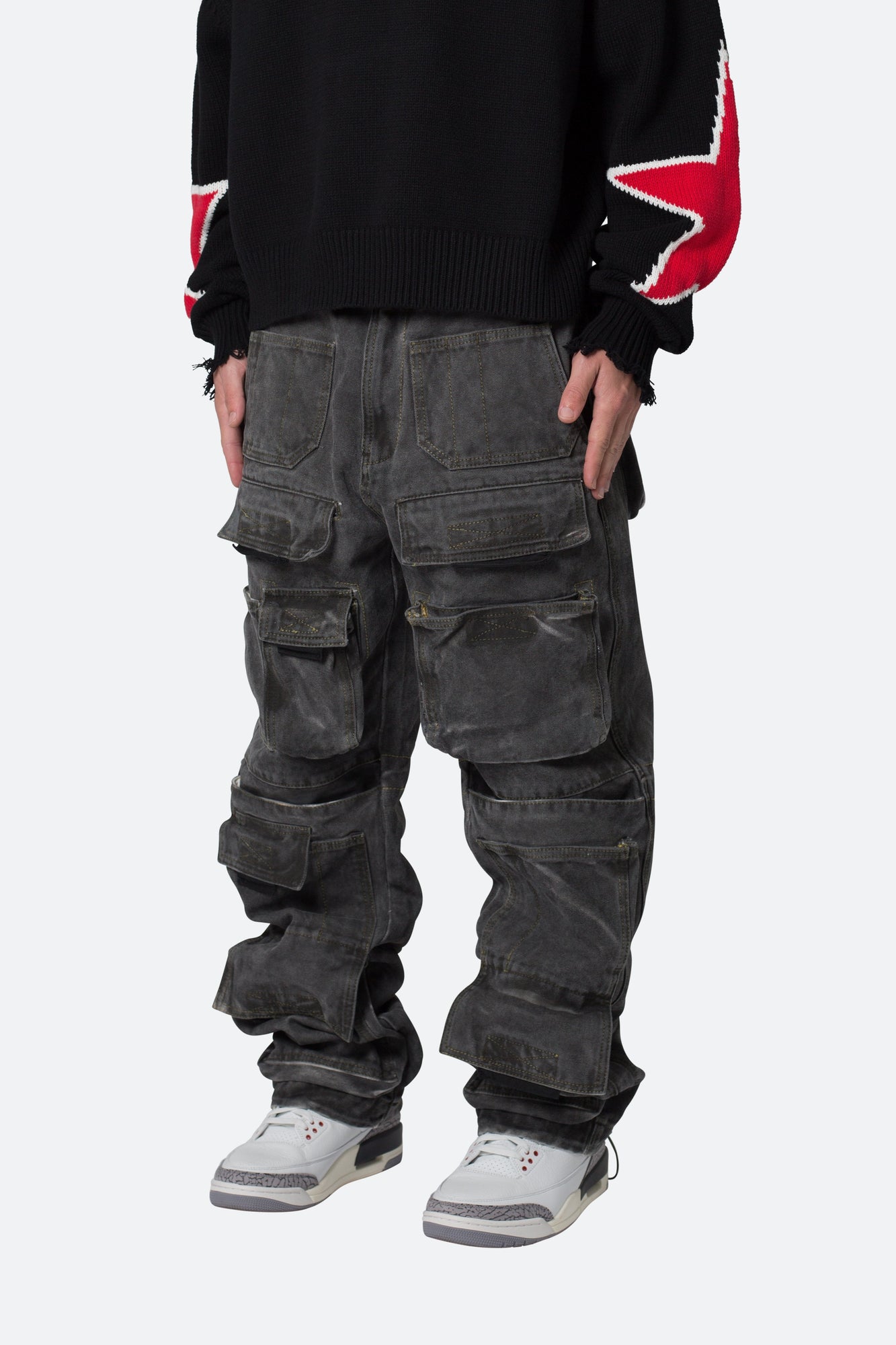 Ultra Baggy Spray Cargo Denim | Black