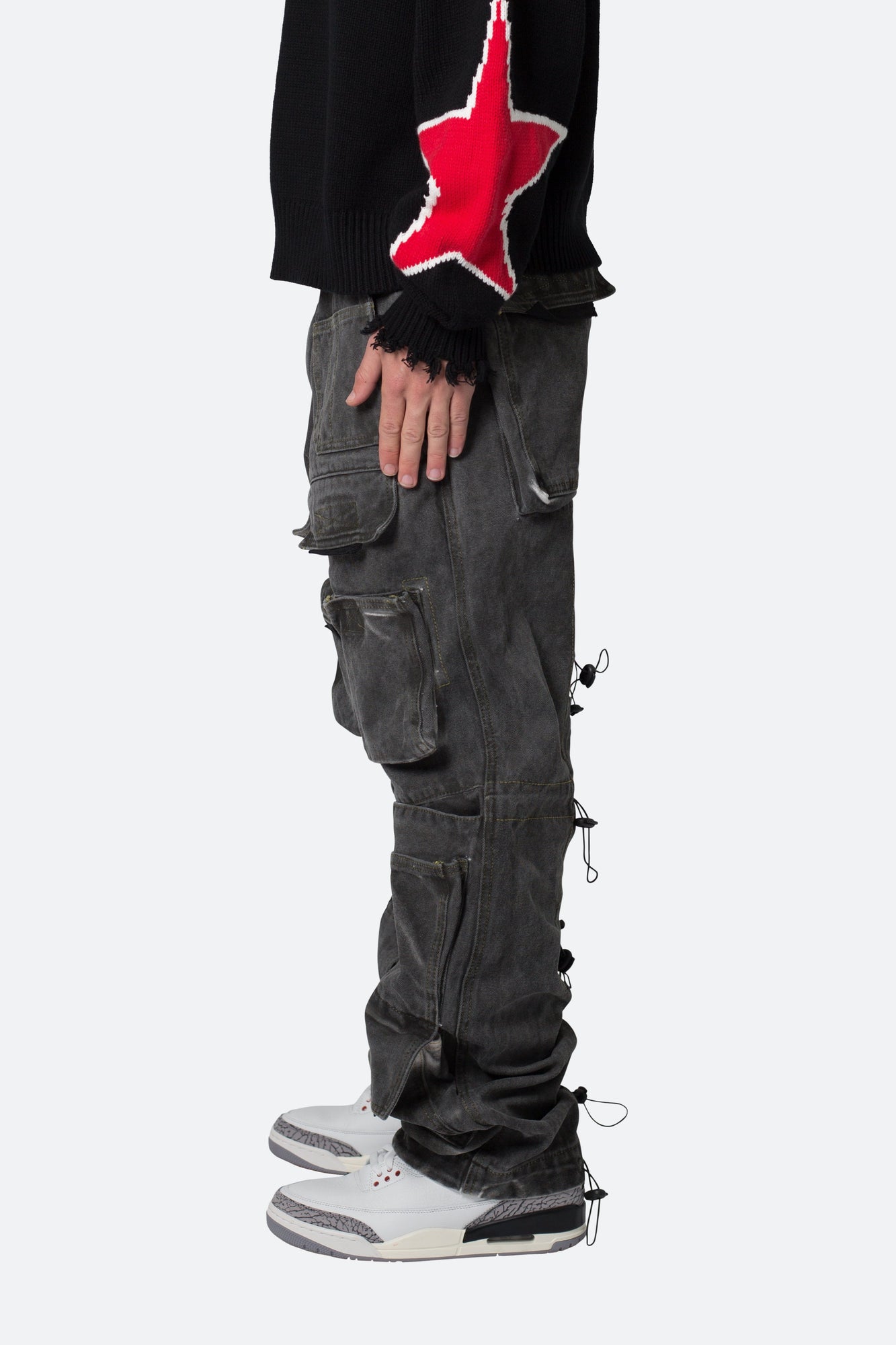 Ultra Baggy Spray Cargo Denim | Black