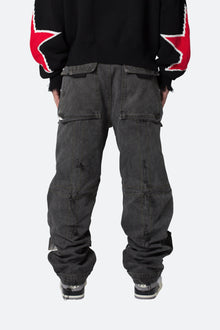 Ultra Baggy Spray Cargo Denim | Black