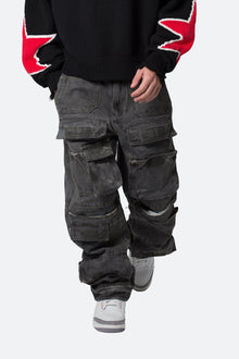 Ultra Baggy Spray Cargo Denim | Black