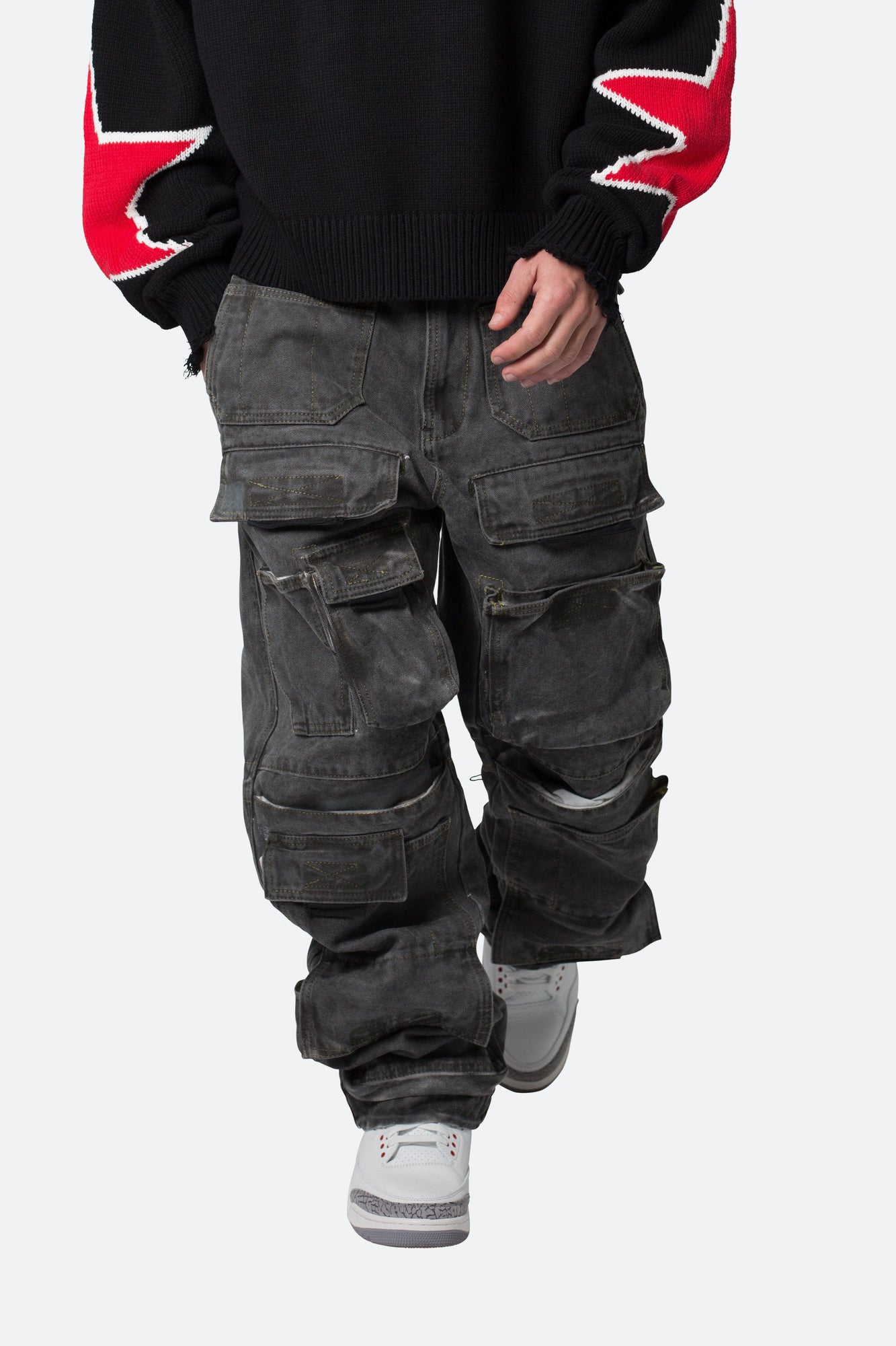 Ultra Baggy Spray Cargo Denim | Black
