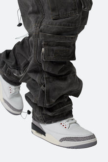 Ultra Baggy Spray Cargo Denim | Black