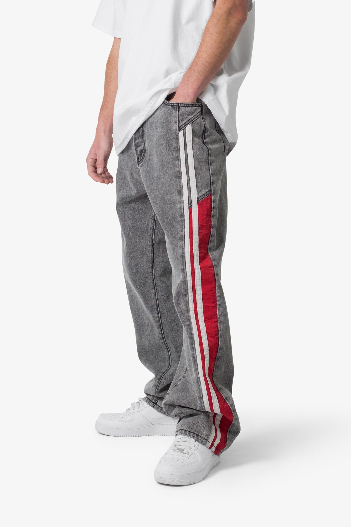 Ultra Baggy Stripe Denim | Black x Red