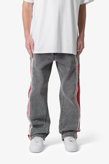 Ultra Baggy Stripe Denim | Black x Red
