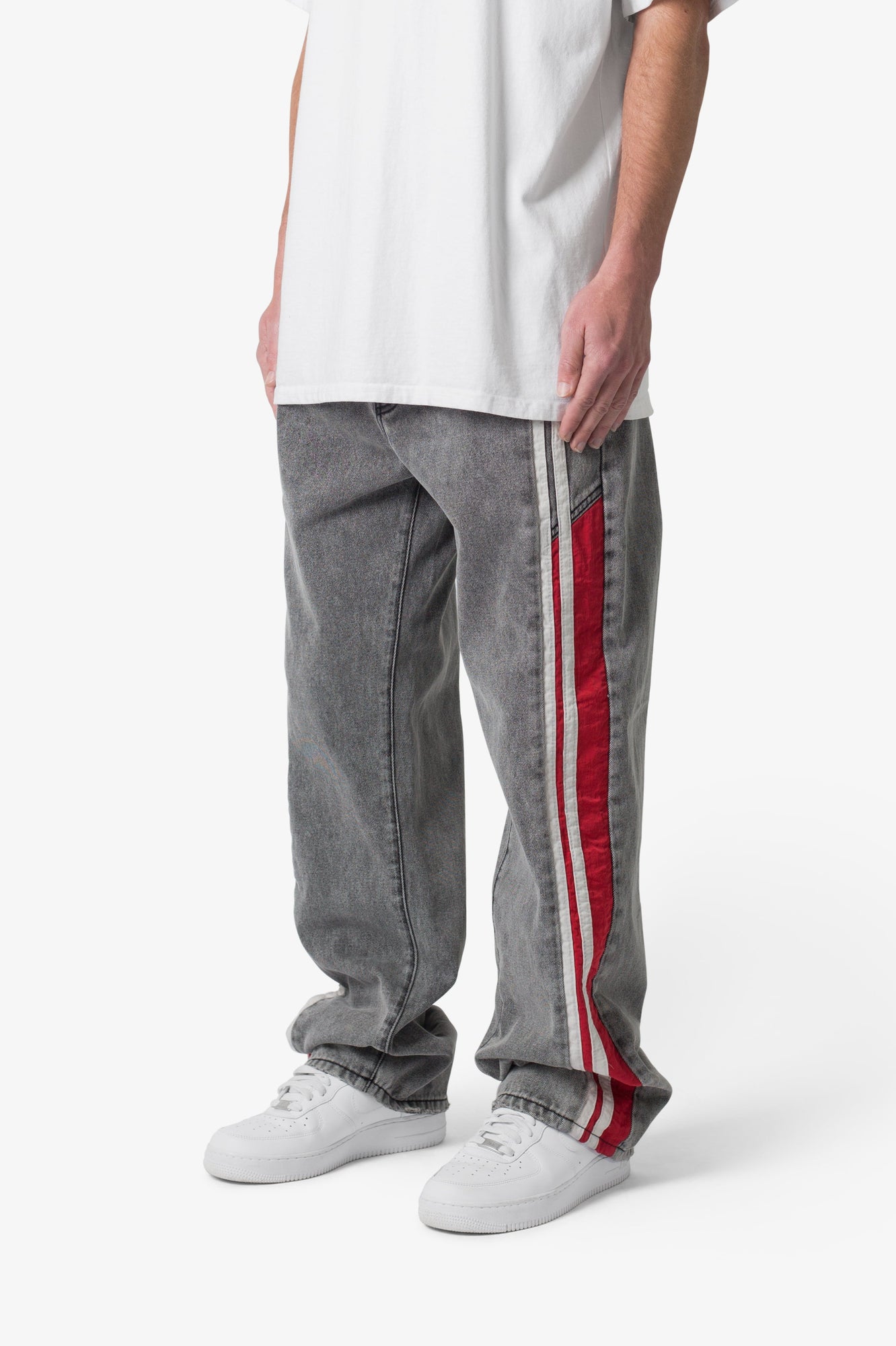 Ultra Baggy Stripe Denim | Black x Red