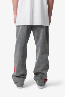 Ultra Baggy Stripe Denim | Black x Red
