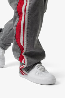 Ultra Baggy Stripe Denim | Black x Red