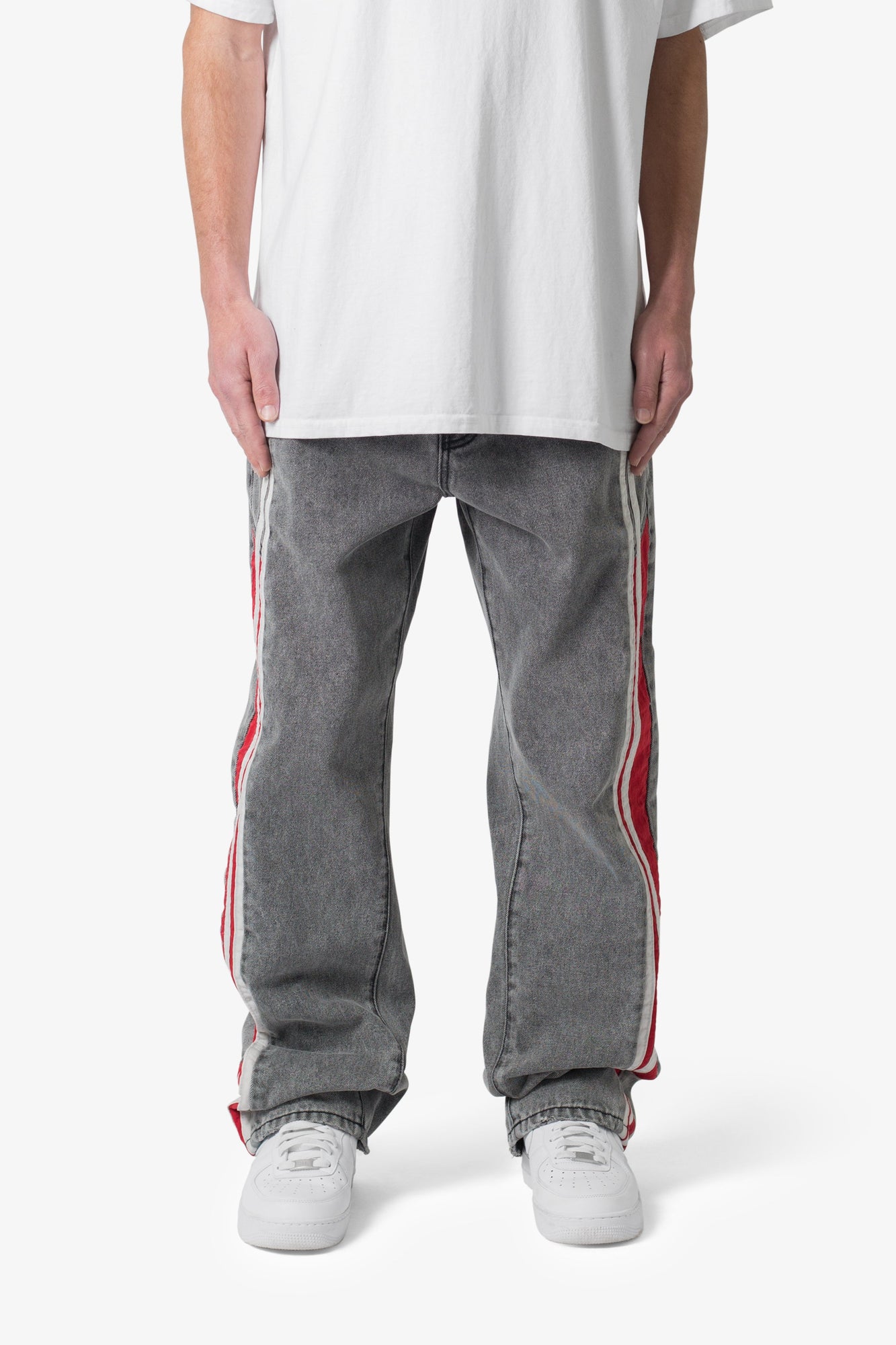 Ultra Baggy Stripe Denim | Black x Red
