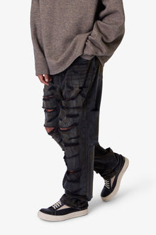 Ultra Baggy Thrashed Denim | Black