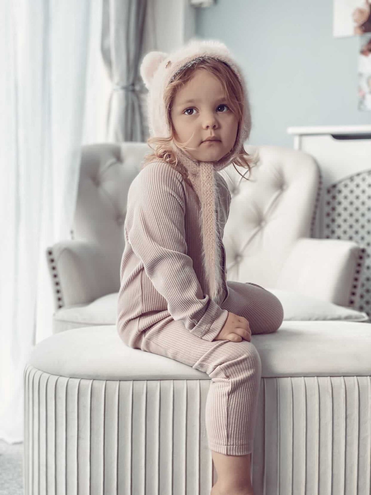 Unisex | Ribbed Cotton Playsuit Dusty | Pink