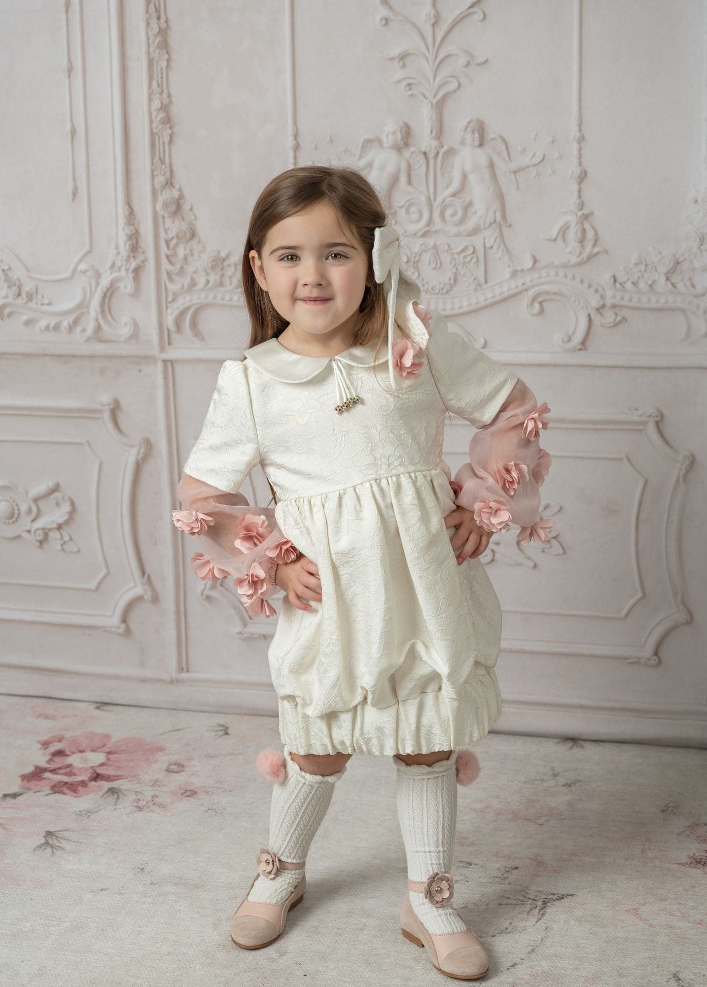 Girl | Cherry Blossom Dress | White x Pink