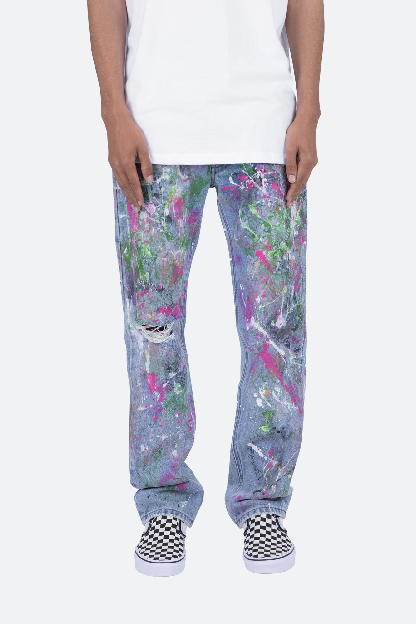 V286 Paint Baggy Denim | Blue