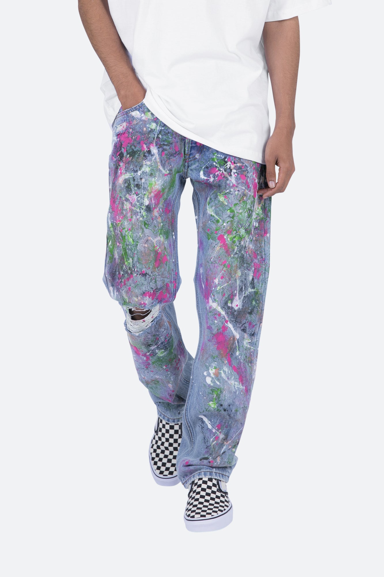 V286 Paint Baggy Denim | Blue