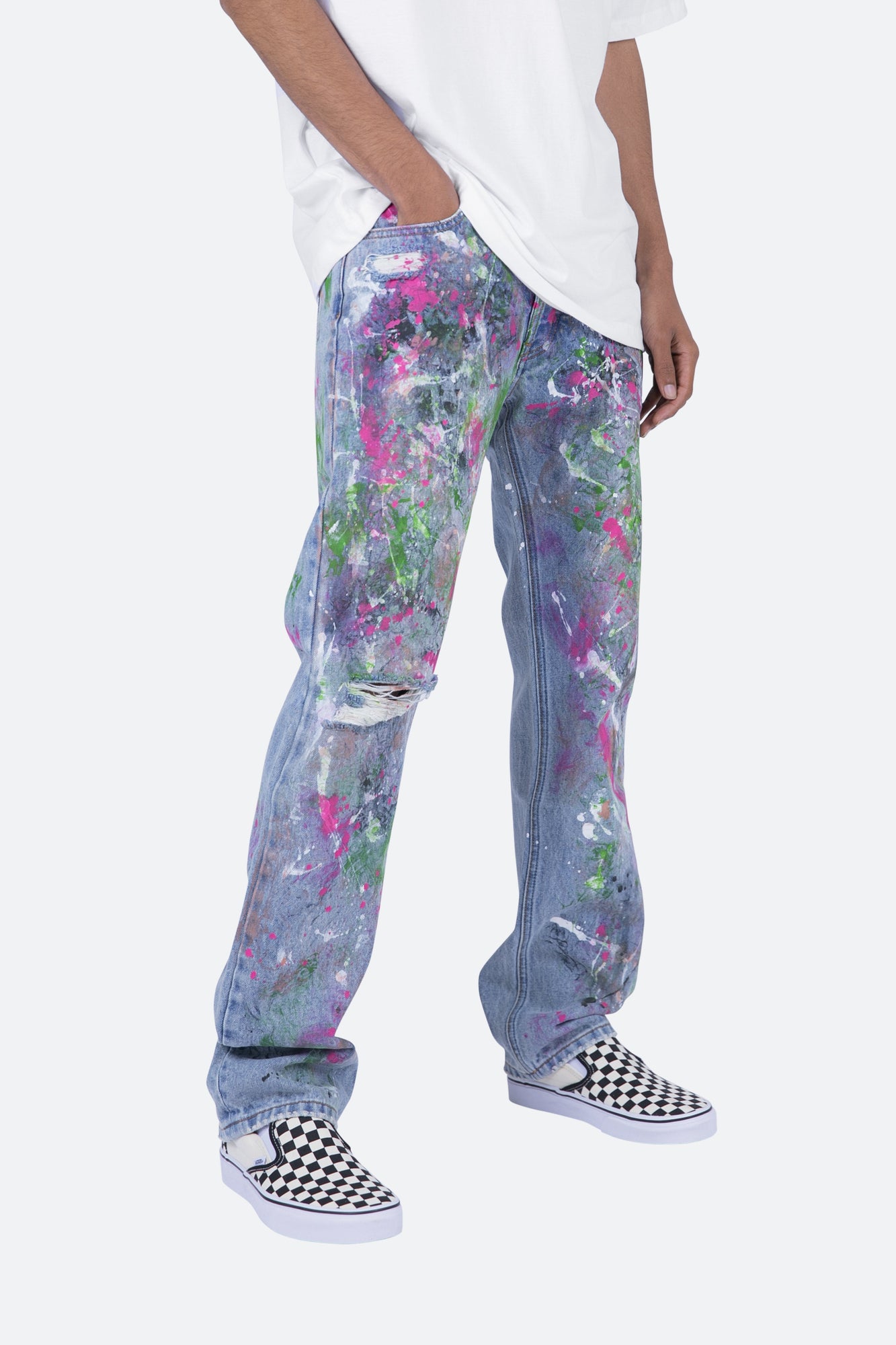 V286 Paint Baggy Denim | Blue