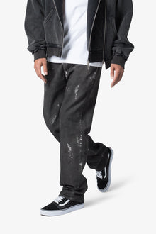 V377 Straight Denim | Washed Black