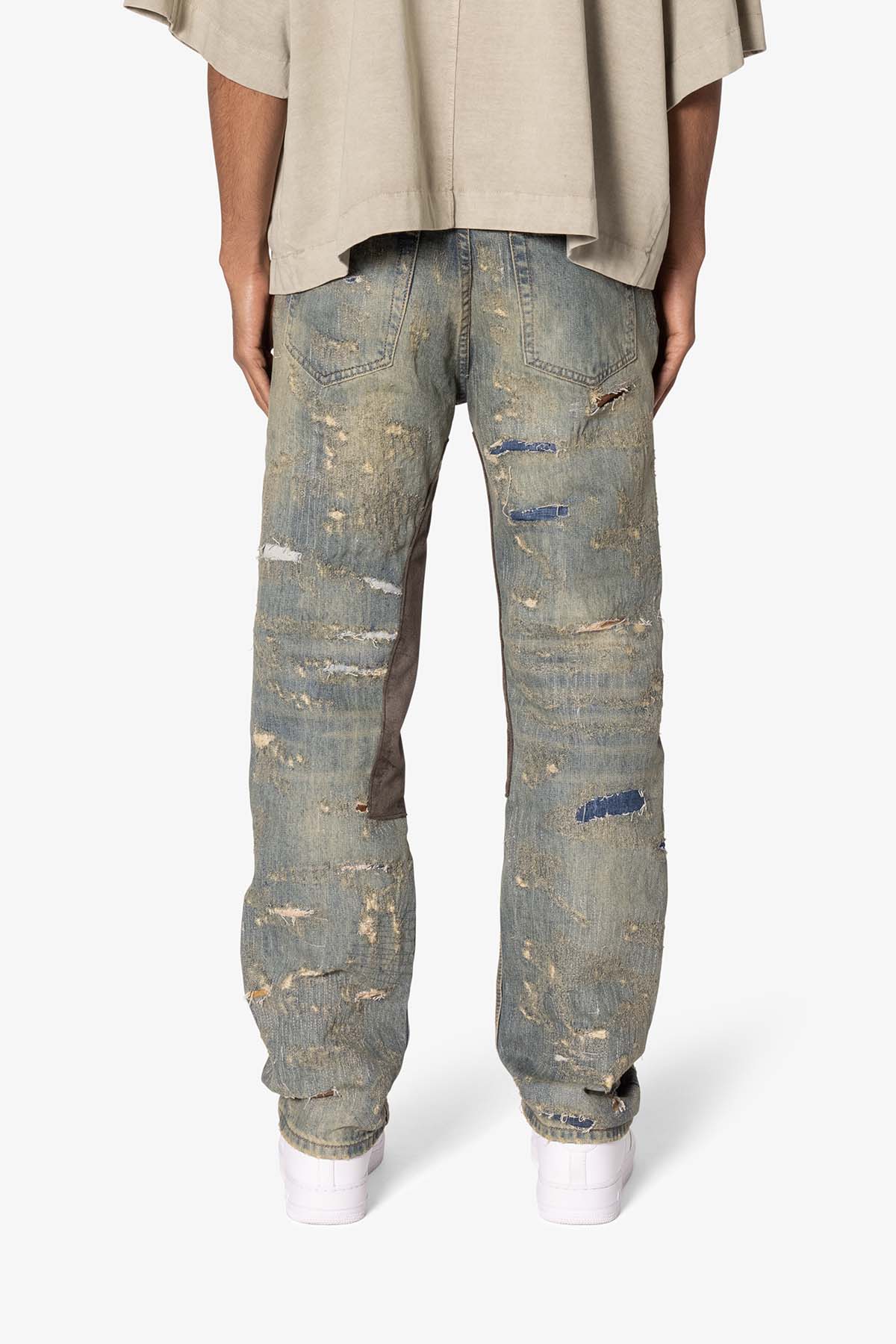 V613 Distressed Saddle Denim | Blue