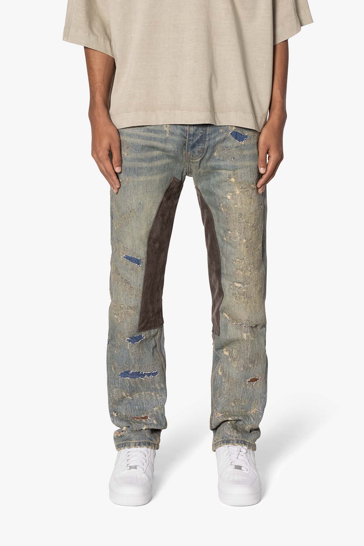 V613 Distressed Saddle Denim | Blue