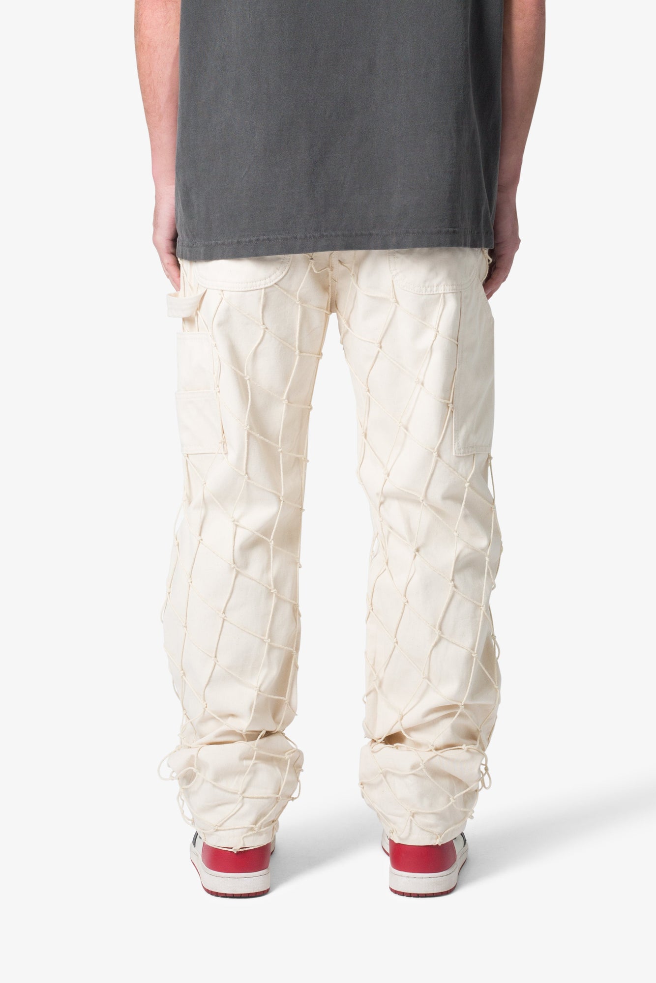 V623 Cargo Net Baggy Pants | Cream