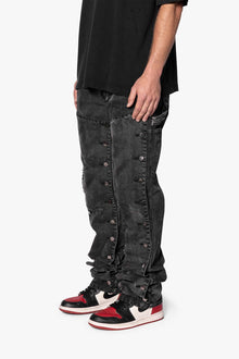 V624 Snap Off Baggy Pants | Vintage Black