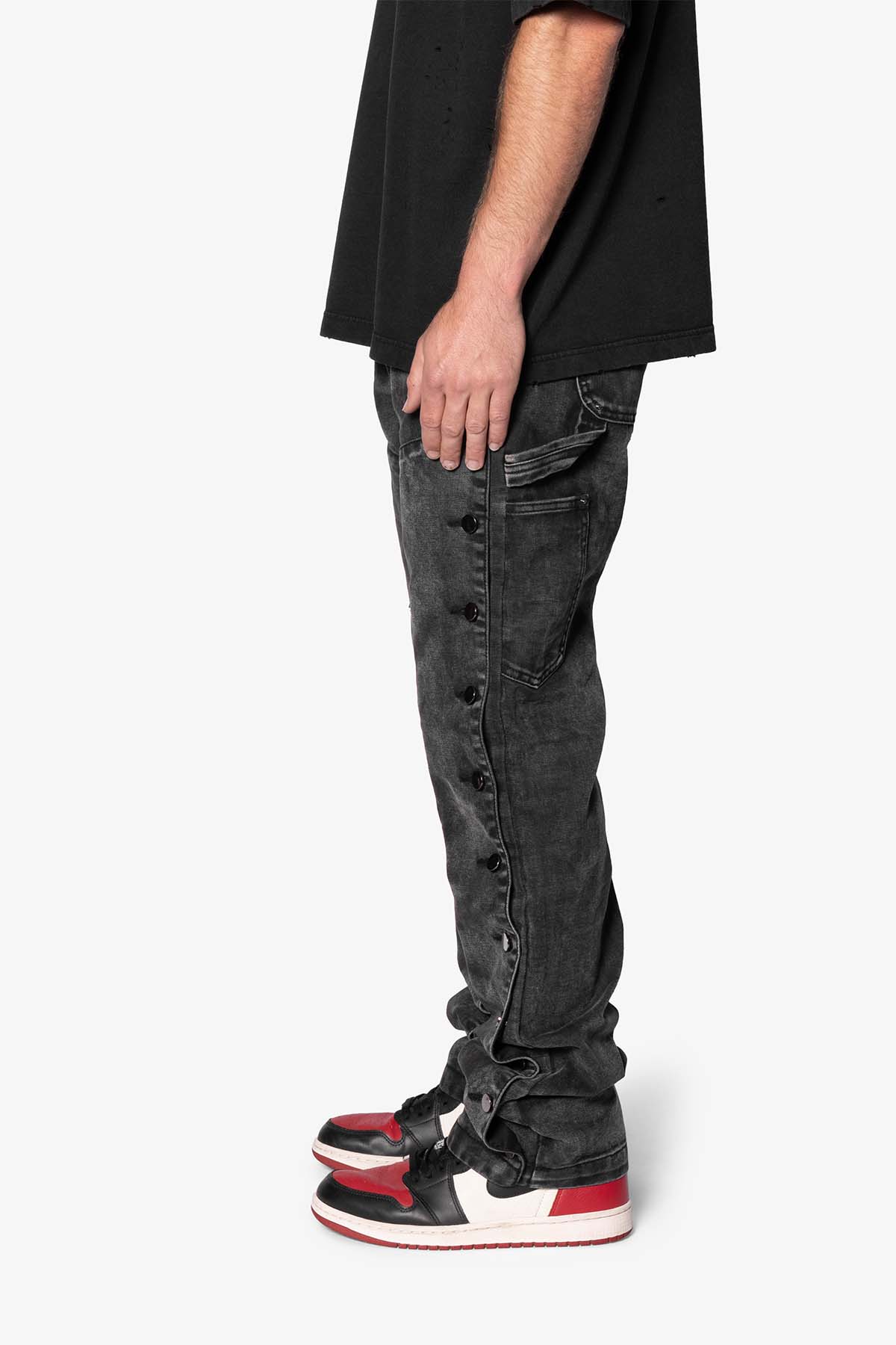 V624 Snap Off Baggy Pants | Vintage Black