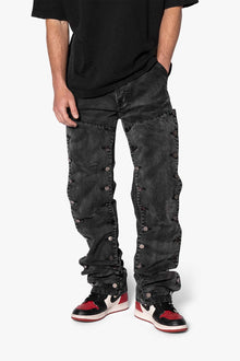 V624 Snap Off Baggy Pants | Vintage Black