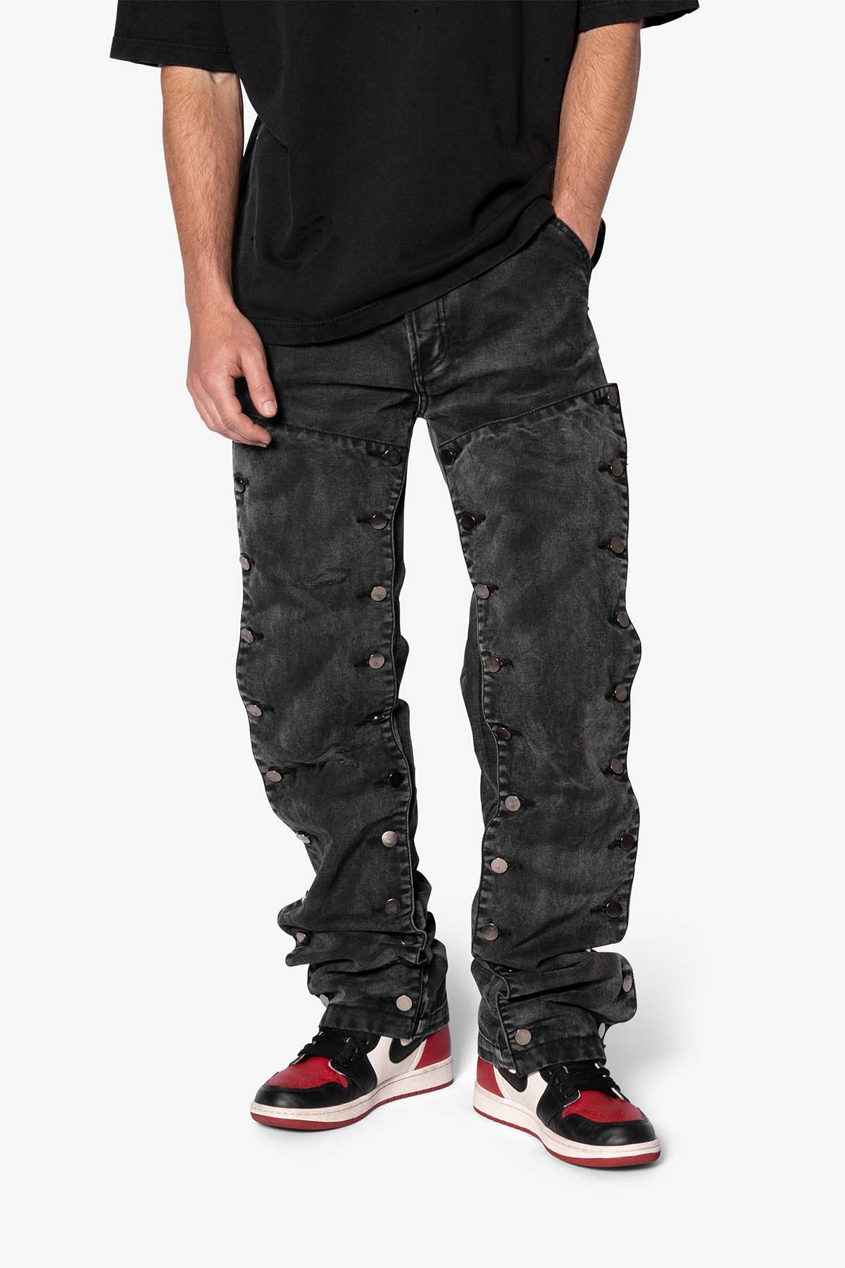 V624 Snap Off Baggy Pants | Vintage Black