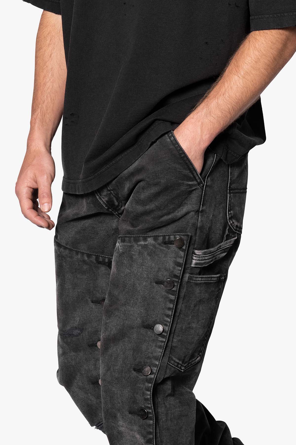 V624 Snap Off Baggy Pants | Vintage Black
