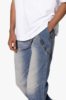 V628 Baggy Zipper Denim | Blue