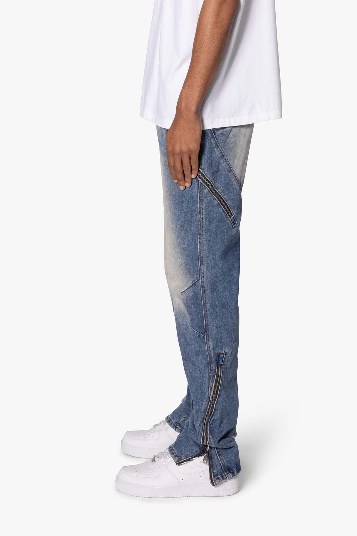 V628 Baggy Zipper Denim | Blue