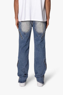 V628 Baggy Zipper Denim | Blue