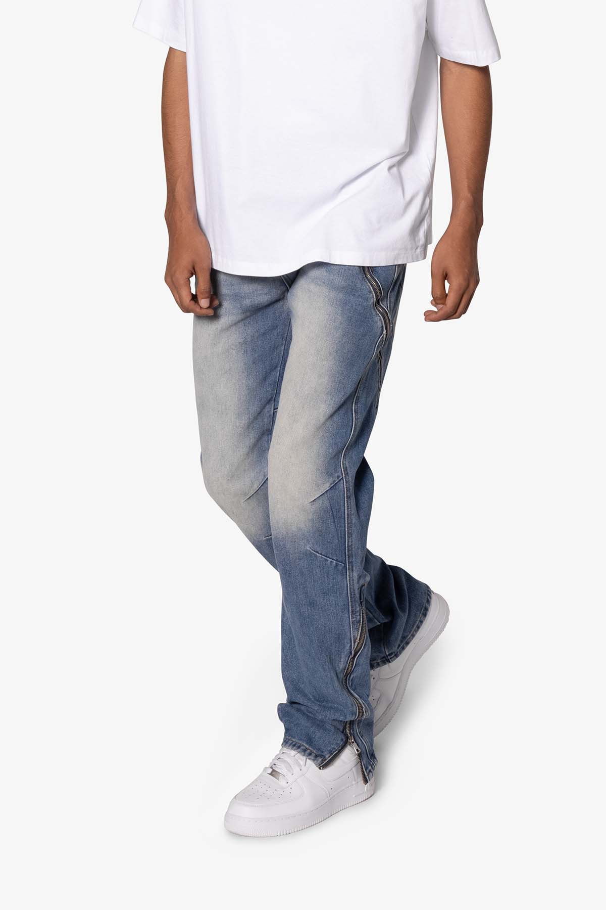 V628 Baggy Zipper Denim | Blue