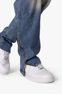 V628 Baggy Zipper Denim | Blue