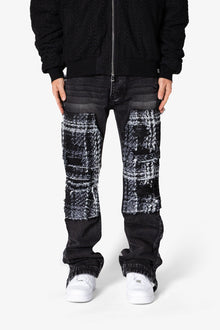 V675 Knitted Western Patch Denim | Black