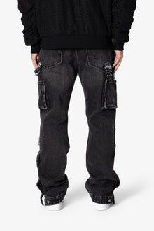 V675 Knitted Western Patch Denim | Black