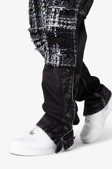 V675 Knitted Western Patch Denim | Black