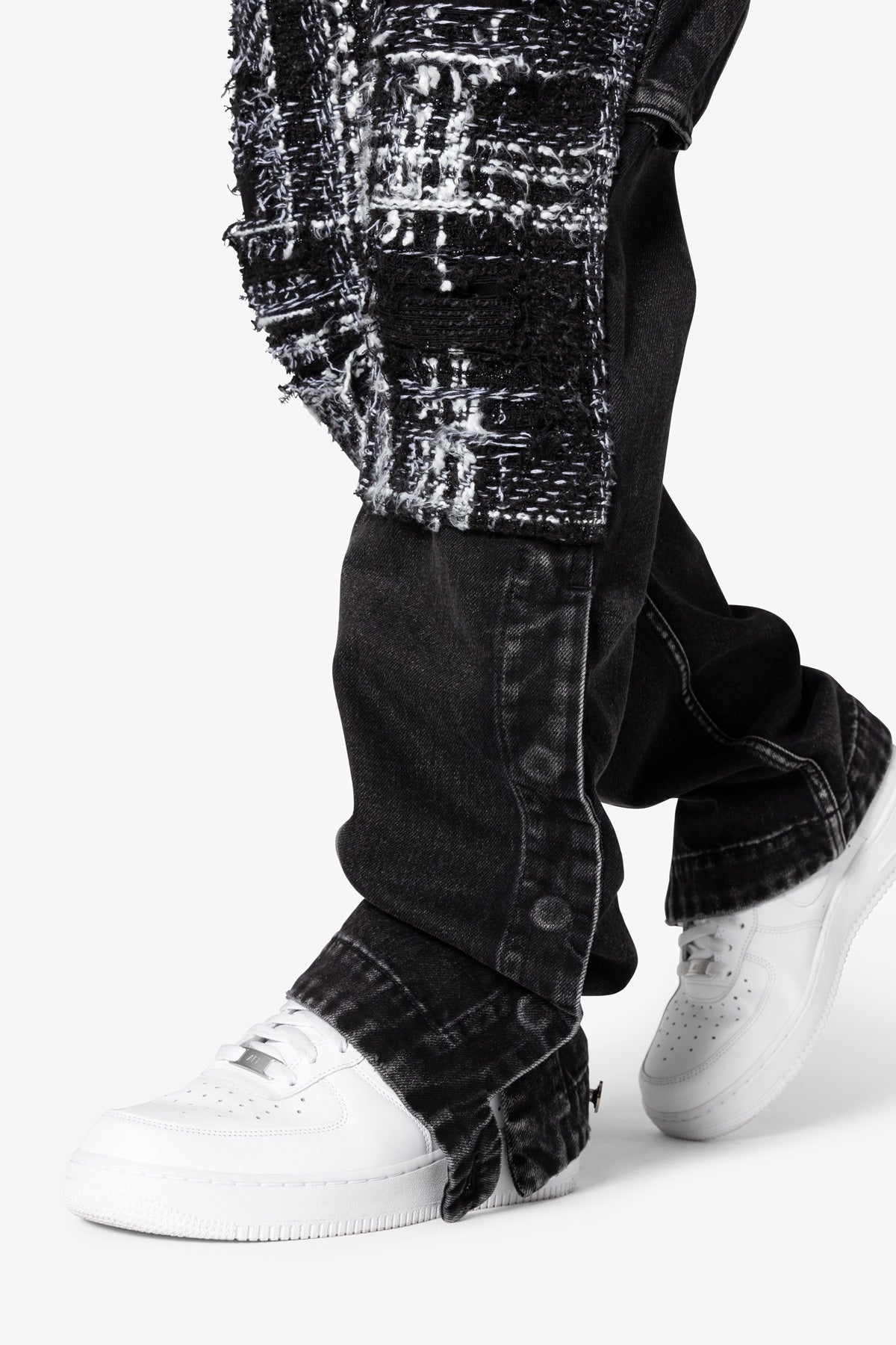 V675 Knitted Western Patch Denim | Black